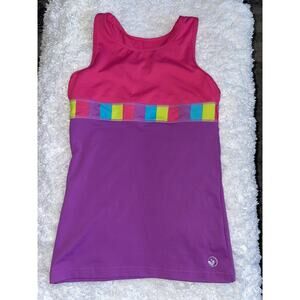 Limeapple girls sz. 14 pink multicolor classic racerback sport tank top. Cute